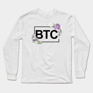 Bitcoin Orchid Border Black Long Sleeve T-Shirt